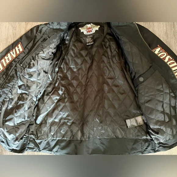 Harley-Davidson Black and Orange XL Embroidered Patch Men's Bomber Jacket - Picture 5 of 15